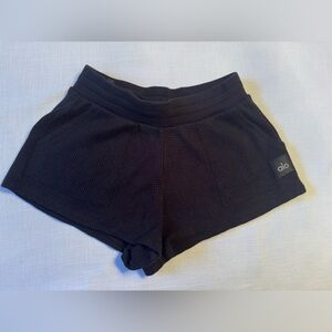 ALO Yoga Black Waffle Knit Lounge Shorts